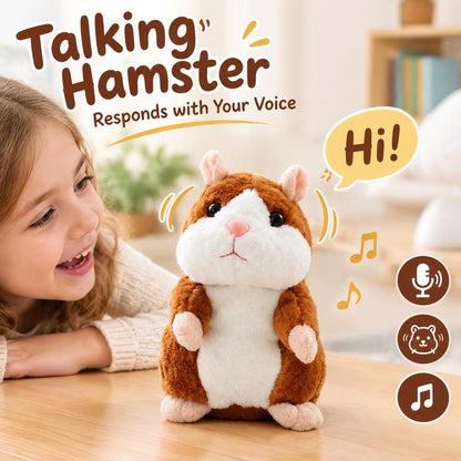 Pratande hamsterplysch, upprepar röster och skakar huvudet 🐹✨✅💥