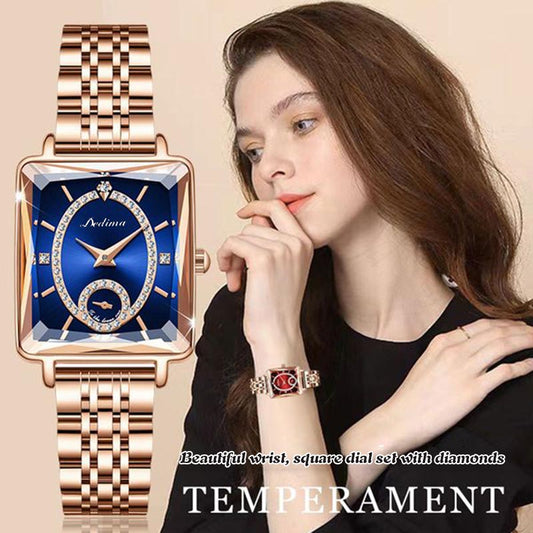 💎Fashion Square Ladies Rose Gold Diamond Watch⌚