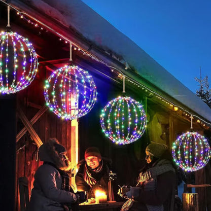 🎄 LED-ljusbollar i metallram – 12"/16", hopfällbara & vattentäta för jul och alla årstider 🌟