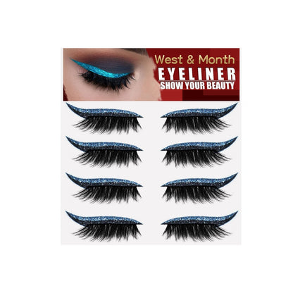 Återanvändbara självhäftande klistermärken för eyeliner och ögonfransar med glitter
