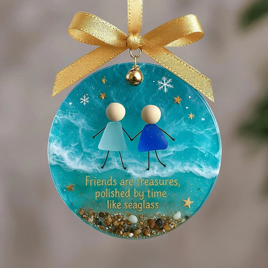 🌊Vänskapsglasjulgransdekoration✨Formad av naturen och tillverkad för hand💝
