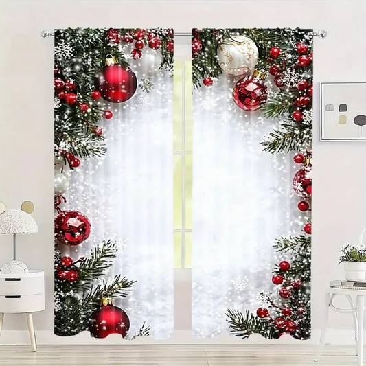 🔈🔈60 % RABATT! ✨ Set med 2 julgardiner – festliga mönster, enkel installation på standardgardinstång, enkel maskinvård 🎄🏠