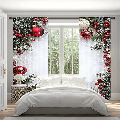 🔈🔈60 % RABATT! ✨ Set med 2 julgardiner – festliga mönster, enkel installation på standardgardinstång, enkel maskinvård 🎄🏠