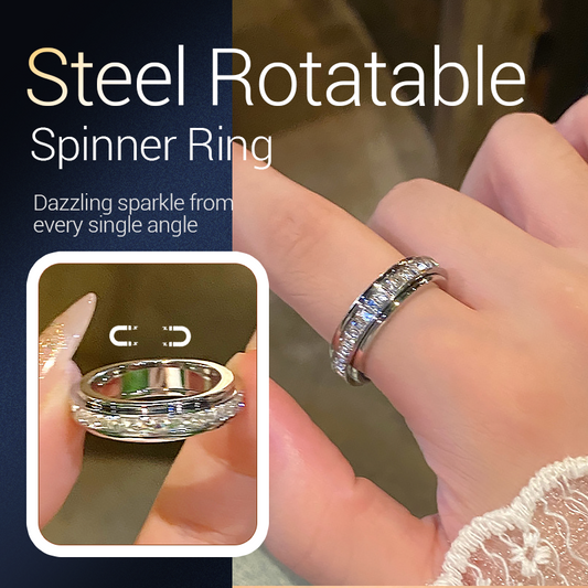 💍 50% RABATT! ✨ ROTERANDE TITANRING - Zirkoniumkristall och antistressdesign, justerbar och lätt, elegant present till honom/henne 🌟🛒