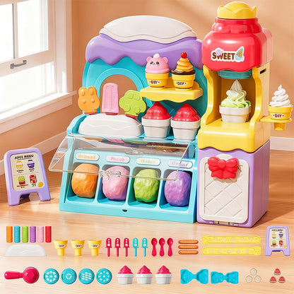 🎄 50% RABATT! 🍦 DIY GLAS-DEGSET - 6 Färger & 10 Verktyg, Giftfri Sensorisk Lek för Rollspel, Perfekt Present till Barn 3-8 År 🎁✨