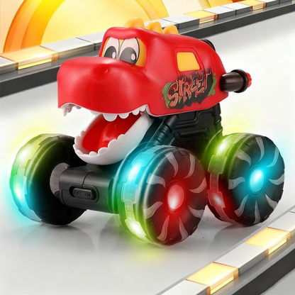 🦖 60% REA NU! 🔥 Dinosaurie Tryck och Kör-bil - Ropande Ljud & Blinkande Ljus, Perfekt Present för Barns Fantasilek 🎁✨