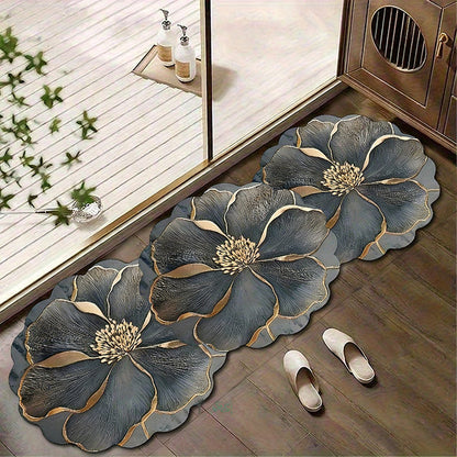 🔥Badrumsmatta med blommönster, snabbtorkande