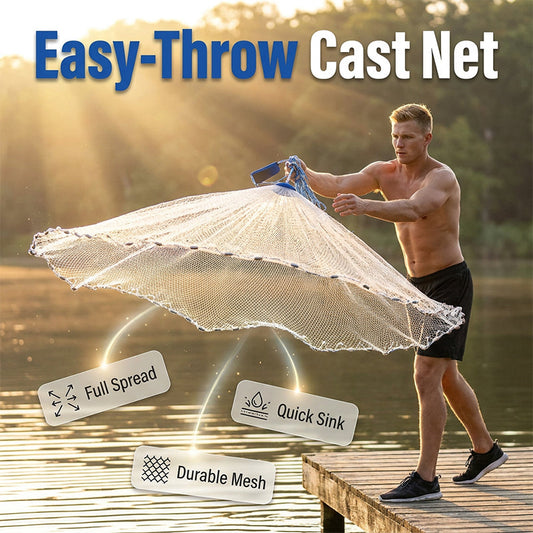 ✨ Easy-Throw Kastnät – Kraftigt Nät, Snabb Sänkning & Bekvämt Grepp – Fiske Essential 🌊