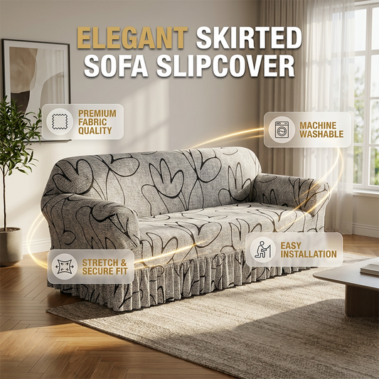 ✨ Högsträckbart sofföverdrag – volangkant & fullständigt skydd – förvandlar din soffa på nolltid – perfekt för vardagsrummet 🏠