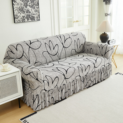 ✨ Högsträckbart sofföverdrag – volangkant & fullständigt skydd – förvandlar din soffa på nolltid – perfekt för vardagsrummet 🏠