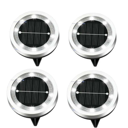 🌿 Solcellsdrivna markspjut med 8 LED – 304 rostfritt stål & automatisk tändning/släckning, 4-pack 💡
