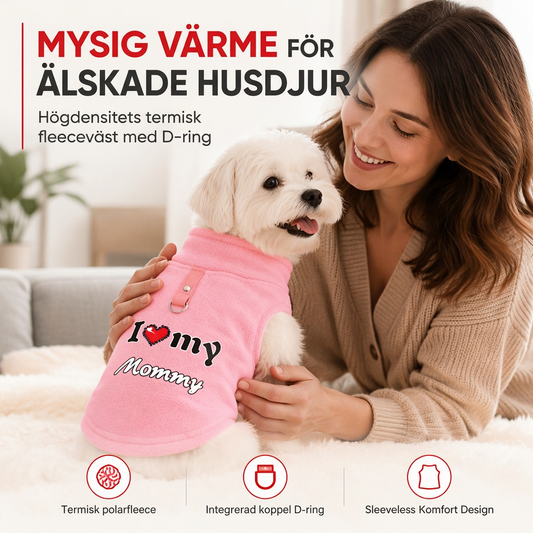 ✨ Varmt husdjurströja med kopplingsring — "Love Dad & Mum"-design ❄️