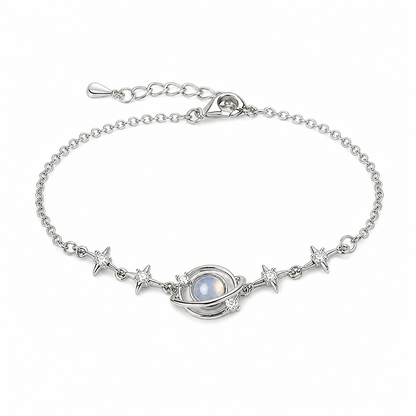 ⏰🌙 Halsband i 925 sterlingsilver med planet & stjärna – Elegant smycke, perfekt present till kvinnor ✨
